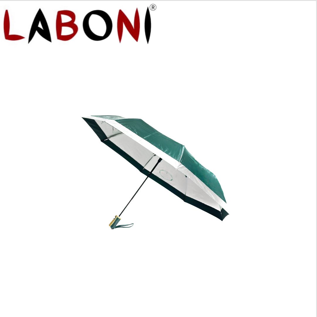Laboni's 8k Border 3 Folding Silver Colour Umbrella